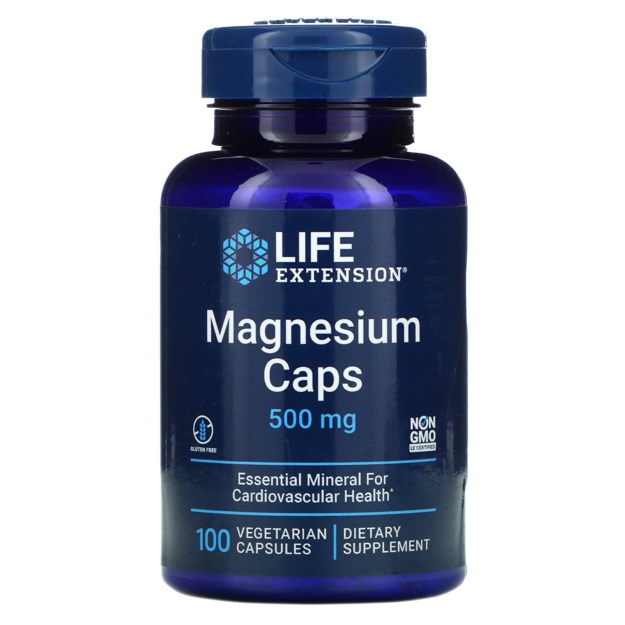 Магній Life Extension (Magnesium Caps) 500 мг 100 вегетаріанських капсул BX470, фото 1