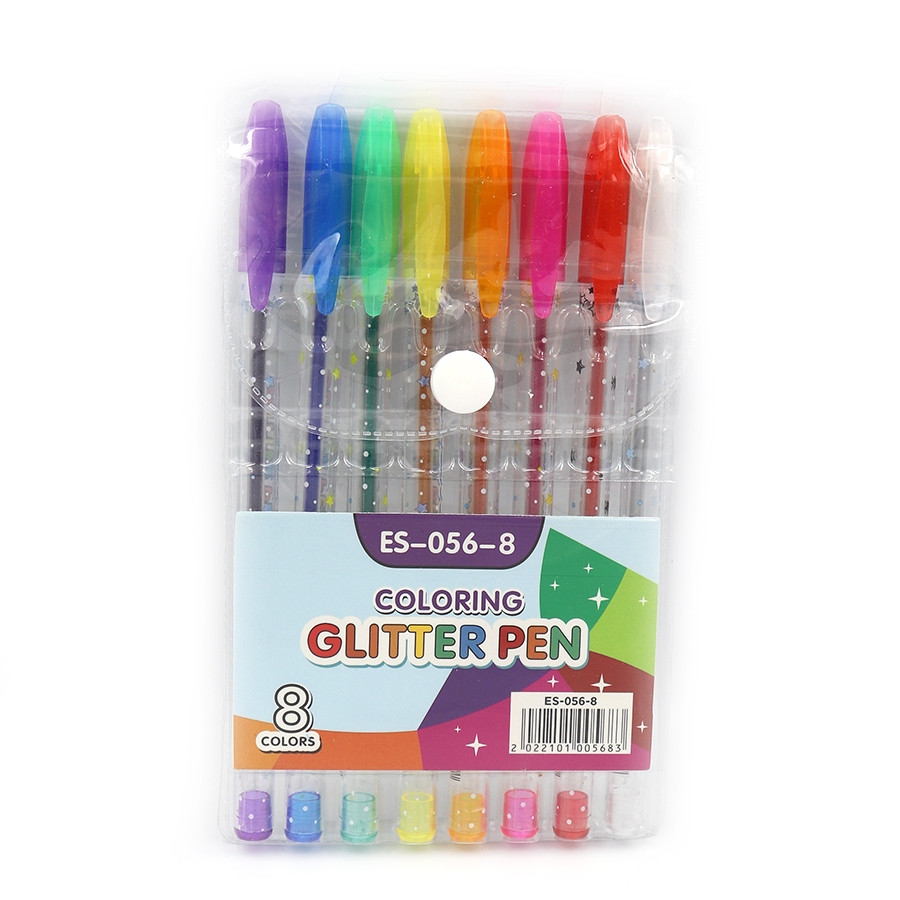 Набір ручок гелевих із глітером 8 кольорів 0,7 мм "Glitter pen" 056-8