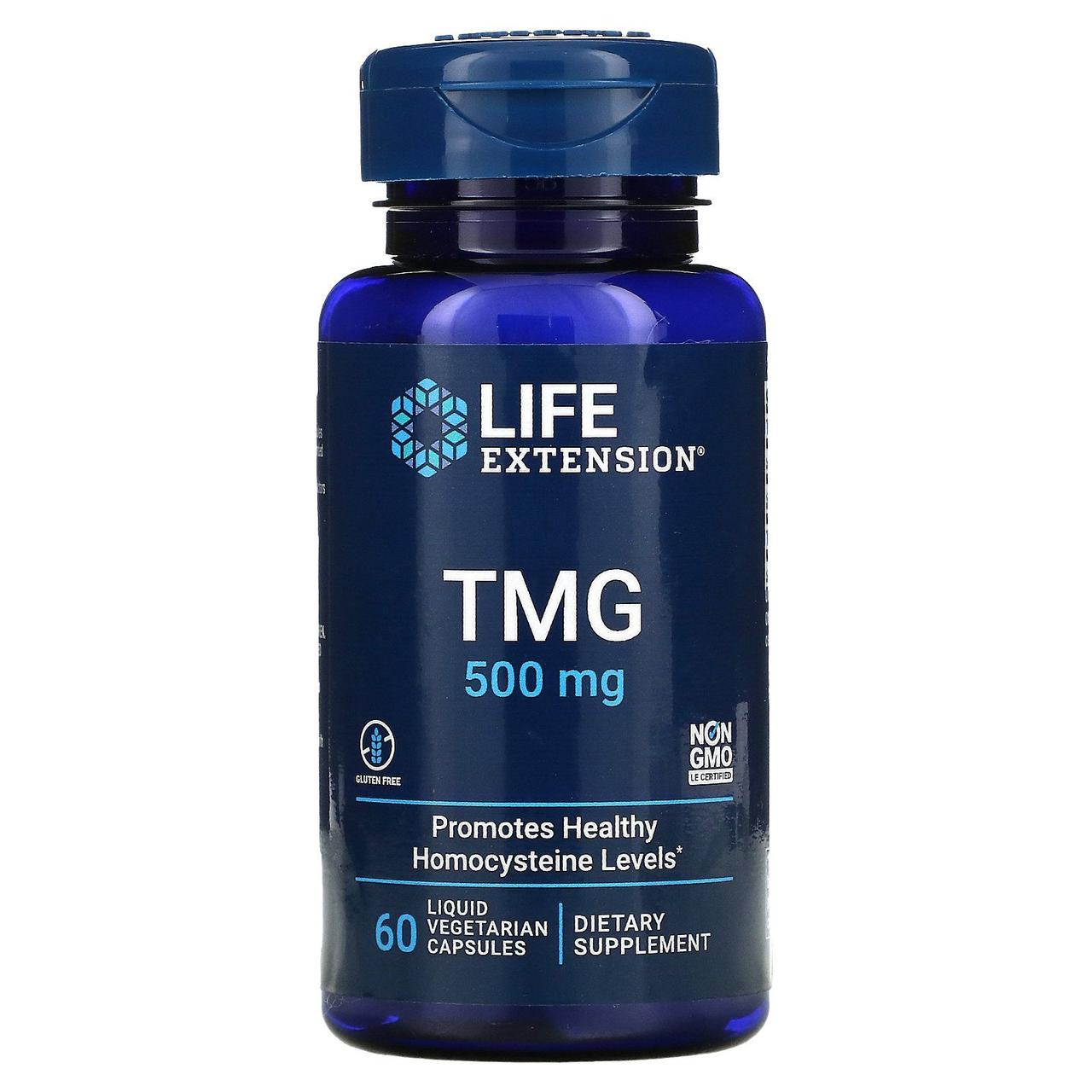 ТМГ триметилгліцин Life Extension (TMG) 500 мг 60 вегетаріанських капсул BX033, фото 1