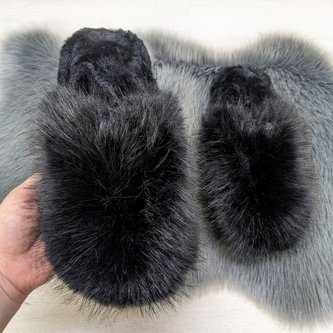 Тапочки хутряні жіночі закриті чорні 4569, фото 1