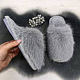 Тапочки хутряні жіночі закриті сірі 4569, фото 2