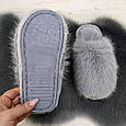 Тапочки хутряні жіночі закриті сірі 4569, фото 5