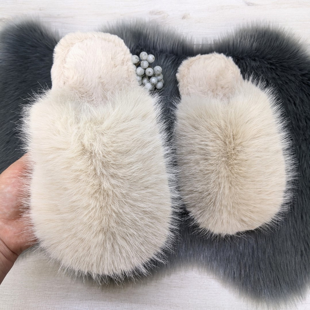 Тапочки хутряні жіночі закриті бежеві 4569, фото 1