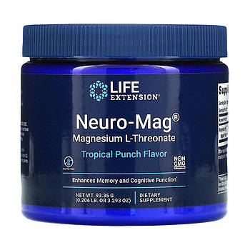 Магній для пам'яті та когнітивної функції, L-Треонатte, Tropical Punch Flavor, Life Extension, 93,35 г BX248