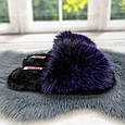 Тапочки хутряні жіночі чорні із фіолетовим 4570, фото 3