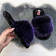 Тапочки хутряні жіночі чорні із фіолетовим 4570, фото 4