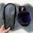 Тапочки хутряні жіночі чорні із фіолетовим 4570, фото 6