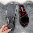 Капці жіночі Белста чорні в червоний горох з хутряним помпоном 4093, фото 5