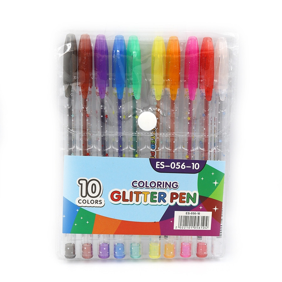 Набір ручок гелевих із глітером 10 кольорів 0,7 мм "Glitter pen" 056-10