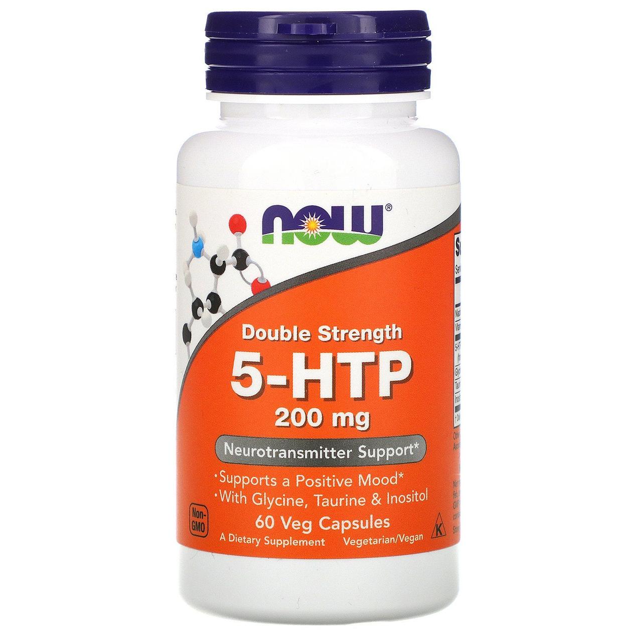 Гідрокситриптофан Now Foods (5-HTP) 200 мг 60 вегетаріанських капсул BX735, фото 1