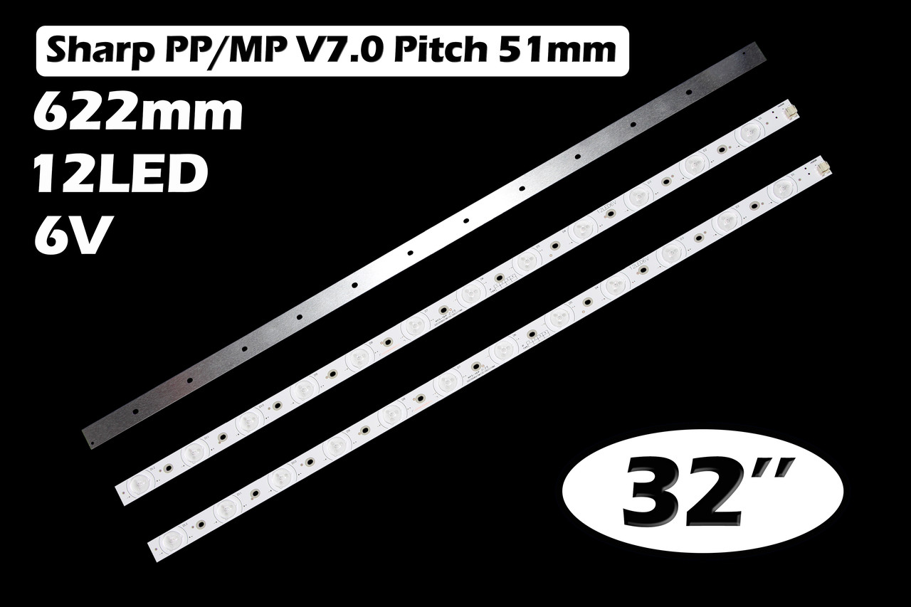 LED подсветка Toshiba 32 Sharp PP/MP V7.0 Pitch 51mm 12LED 6V