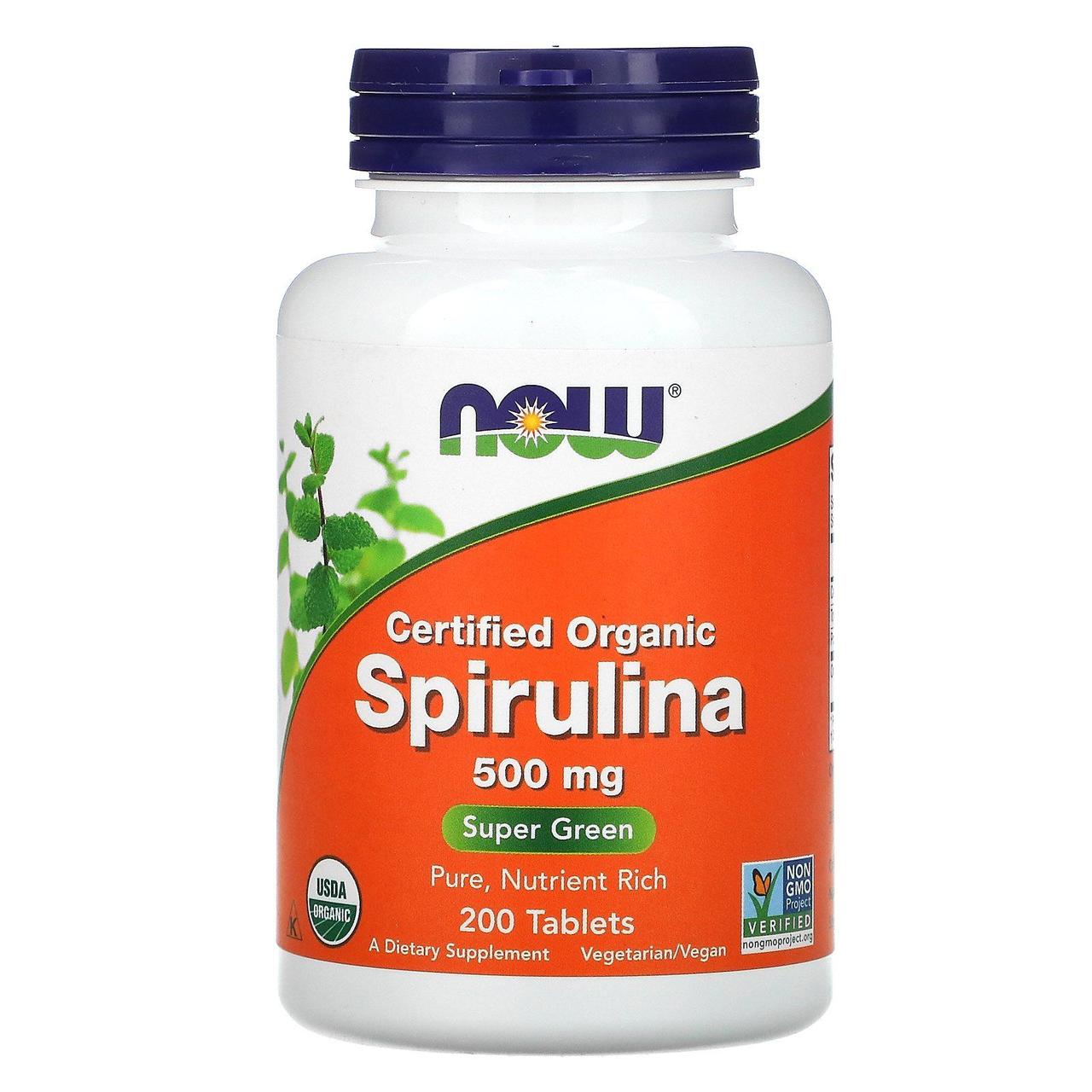 Спіруліна Now Foods (Spirulina) 500 мг 200 таблеток BX996
