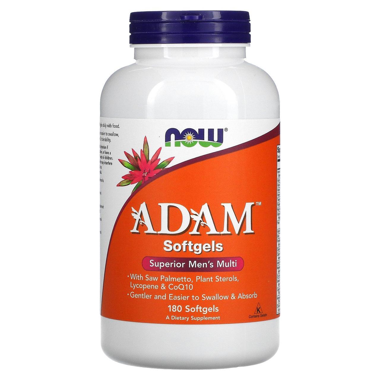 Чоловічі мультивітаміни вищого класу АДАМ Now Fooivitamin with Saw Palmetто) 180 желатинових капсул BX927, фото 1