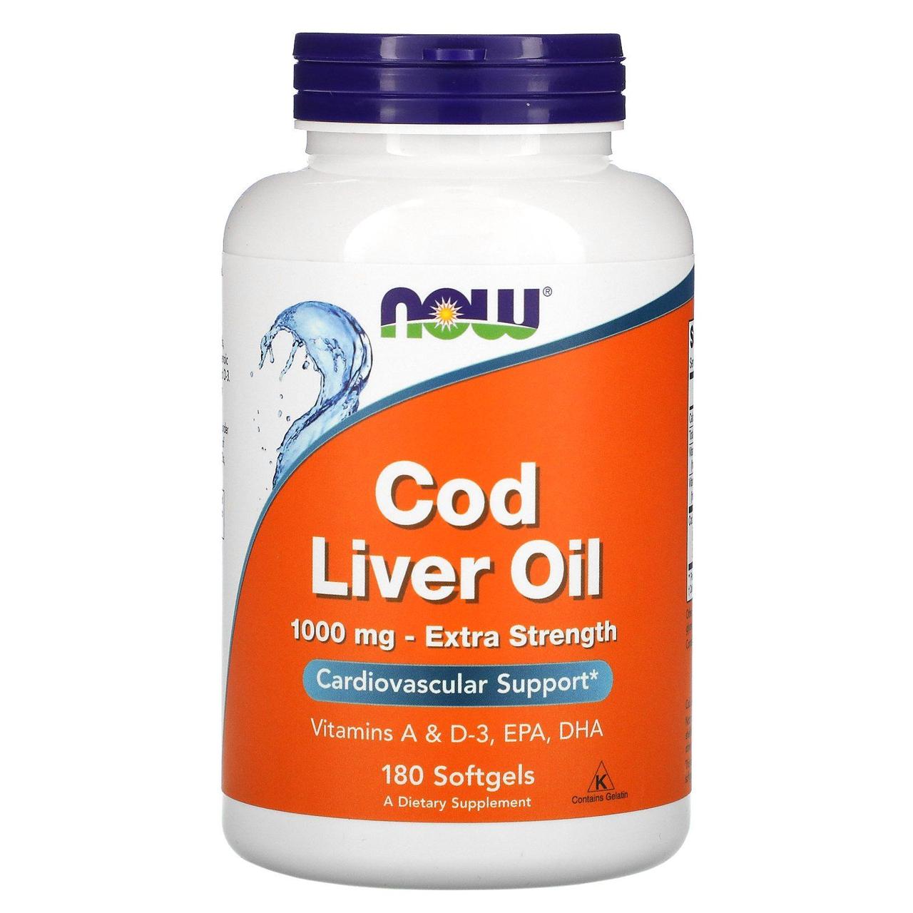 Риб'ячий жир із печінки тріски Now Foods (Cod Liver Oil) 1000 мг 180 капсул BX140, фото 1