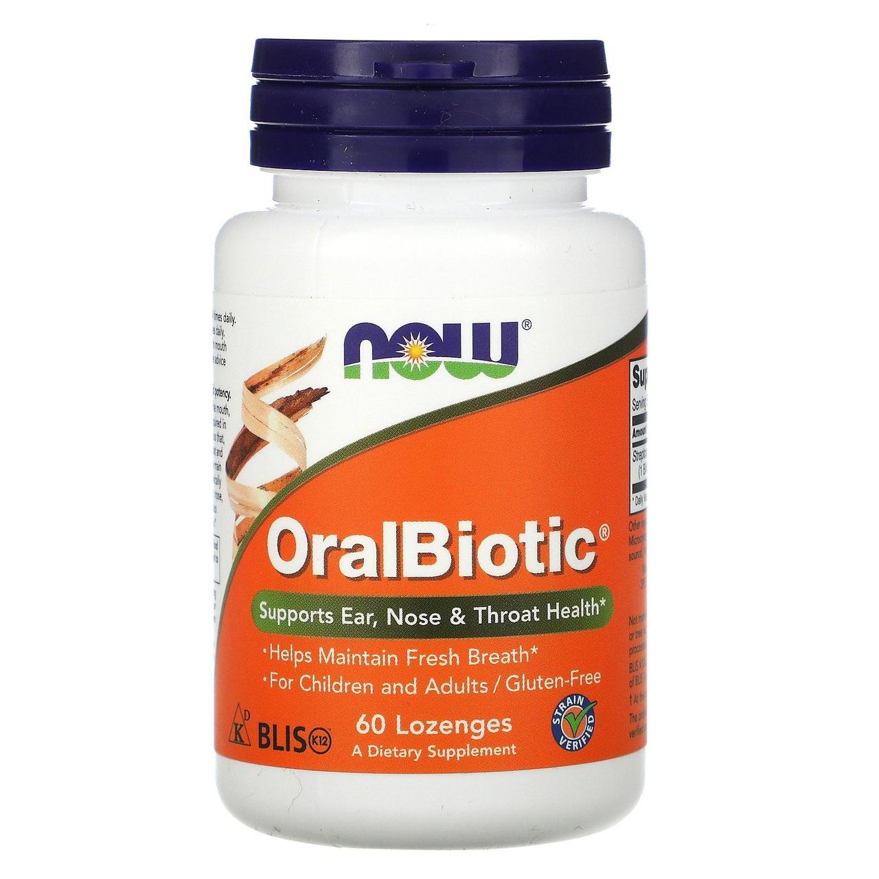Вітаміни для здоров'я носа вух і горла Now Foods (OralBiotic) 60 таблеток для розсмоктування BX915, фото 1