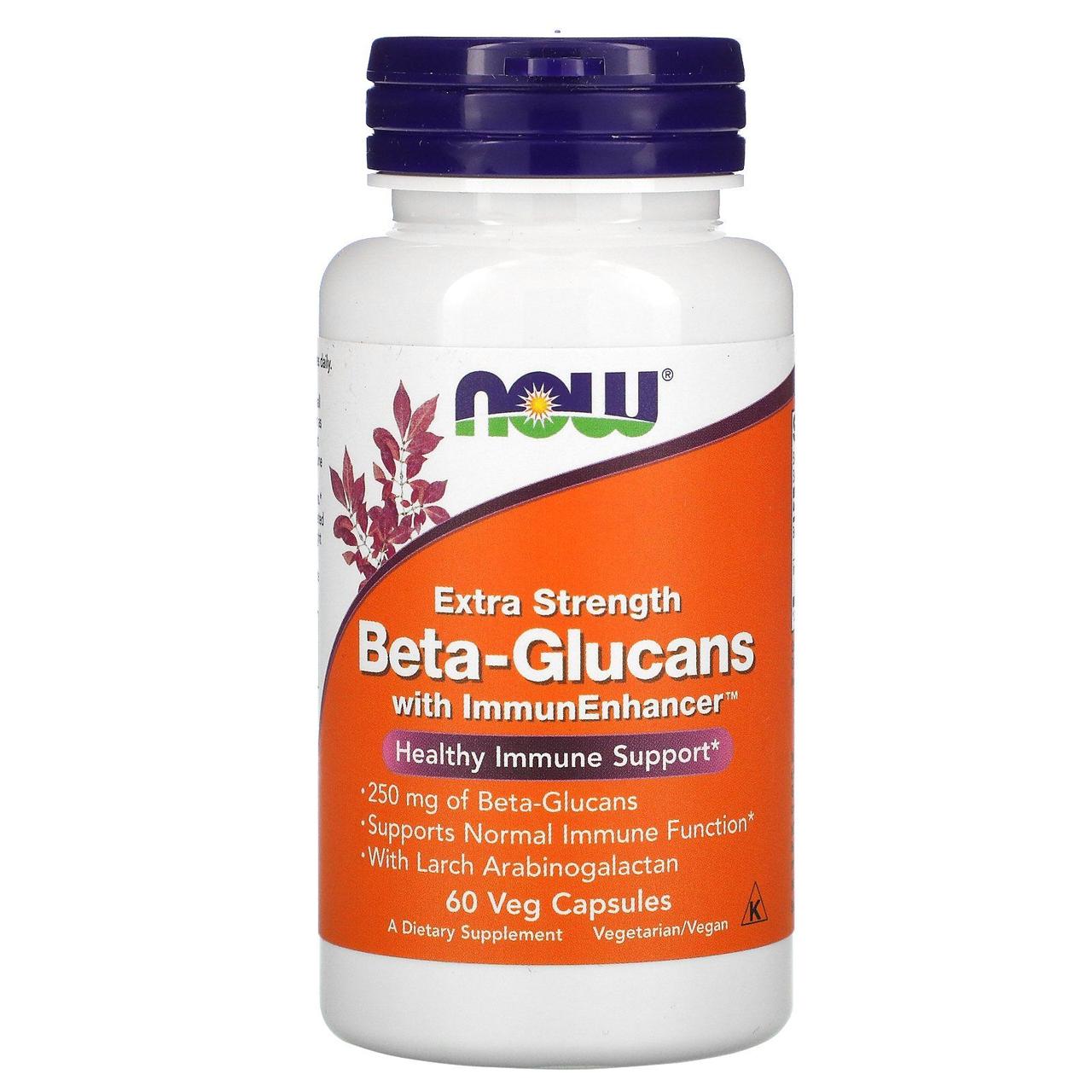 Бета-глюкан Now Foods (Beta-Glucans with ImmunEnhancer Xtra Strength) 250 мг 60 рослинних капсул BX374, фото 1