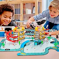 Гараж 922-12 3 поверхи, машинка 3шт розмір 7см, вертоліт 2шт розмір 8см, дорожні знаки, дерева, в коробці 47,5-41-8,5 см, фото 2