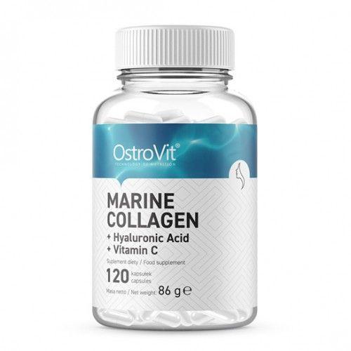 Колаген морський із гіалуроновою кислотою OstroVit INE with Hyaluronic Acid and Vitamin C) 120 капсул BX657, фото 1
