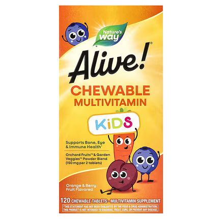 Мультивітаміни для дітей Nature's Way Alive! Kids Chewable Multi-Vitamin 120 Tabs (Orange + Berry), фото 1