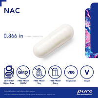 Ацетилцистеин Pure Encapsulations (NAC N-Acetyl-l-Cysteine) 600 мг 90 капсул BX895, фото 3