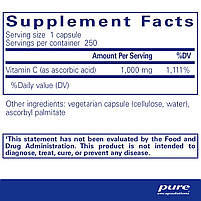 Аскорбінова кислота Pure Encapsulations (Ascorbic Acid) 250 капсул BX588, фото 3