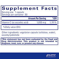 Аскорбінова кислота Pure Encapsulations (Pure Ascorbic Acid) 90 капсул BX657, фото 2