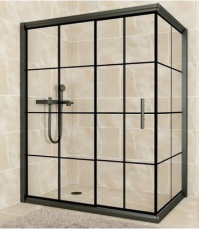 Душова кабіна Aquanil MINNESOTA Black line120х80х190 см скло з малюнком 6 мм, чорний БЕЗ ПІДДОНА, фото 1