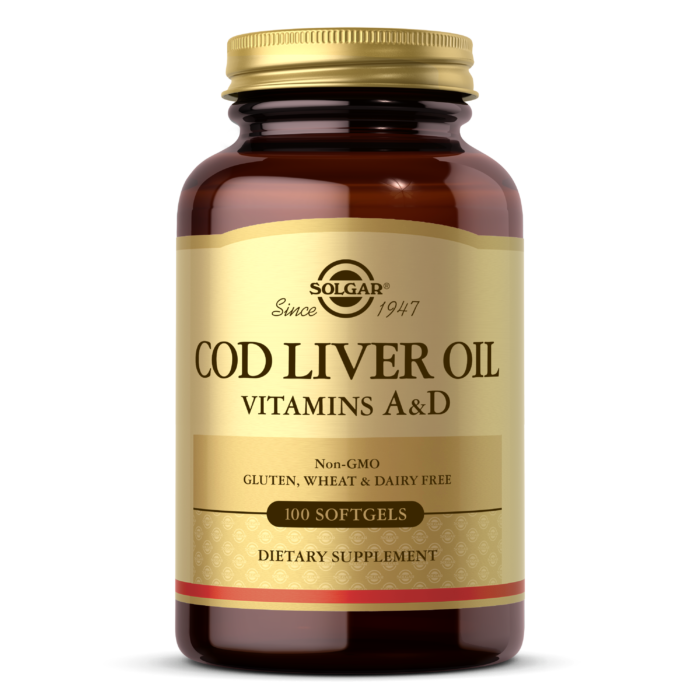 Вітамін А і Д із печінки норвезької тріски Solgar (Vitamin A And D Cod Liver Oil) 100 капсул BX381