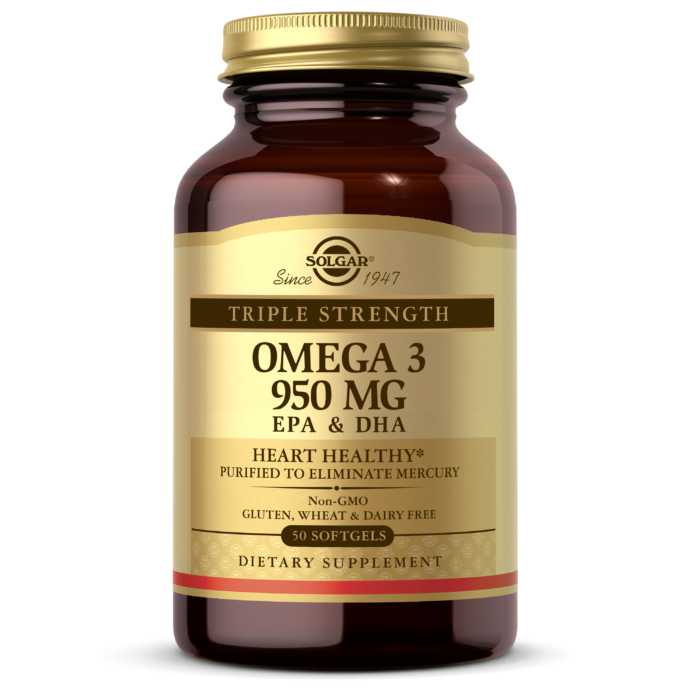 Омега-3 ЕПК і ДГК потрійна сила Solgar (Omega-3 EPA & DHA Triple Strength) 950 мг 50 капсул BX321, фото 1