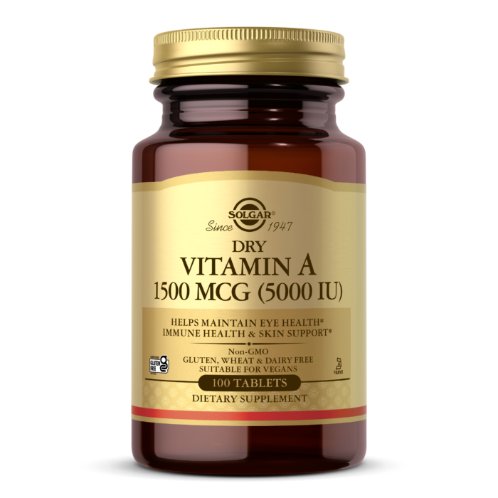 Вітамін А Solgar (Dry Vitamin A) 5000 МО 100 таблеток BX633