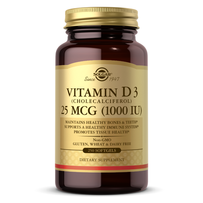 Натуральний вітамін Д3 Solgar (Vitamin D3) 25 мкг 1000 МО 250 капсул BX776