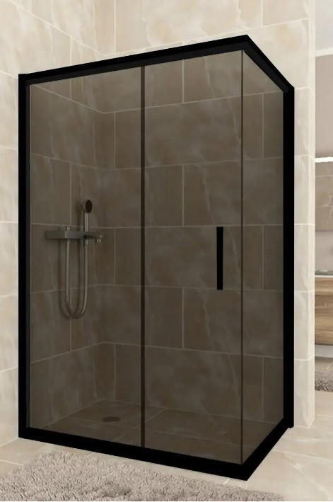 Душова кабіна Aquanil MINNESOTA 120х100х190 см тоноване скло 6 мм, чорний профіль БЕЗ ПІДДОНА, фото 1