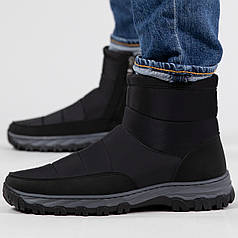 Дутики чоловічі зимові чорні з хутром на замок (Д 1)