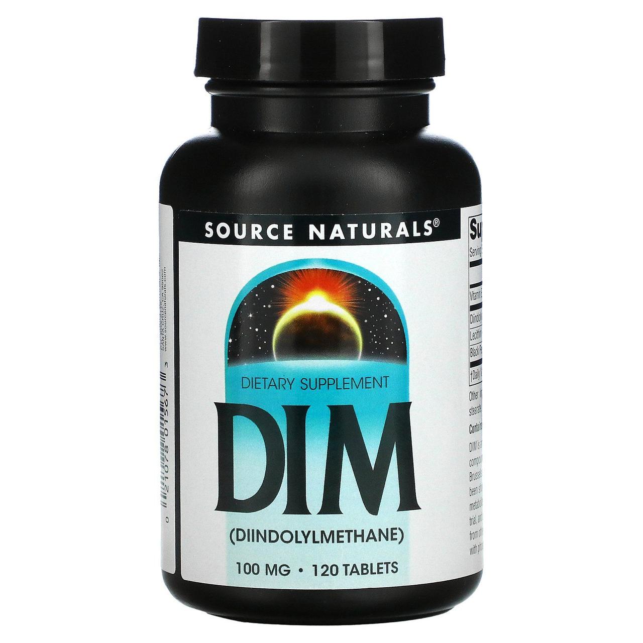 Дииндолилметан (ДИМ), DIM (Diindolylmethane), Source Naturals, 100 мг, 120 Таблеток BX387