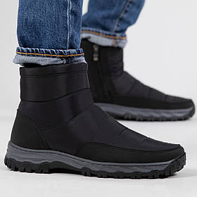 Зимові дутики чоловічі з хутром чорні (Д 1)