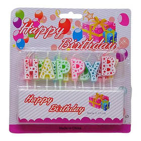 Свічки-букви на торт "Happy Birtday" різнокольорові 16,2 * 15,5 см (31674) [tsi245745-TSI]