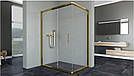 Душова кабіна Aquanil MINNESOTA Gold 100х80х190, розсувні двері, скло прозоре, профіль золото, БЕЗ ПІДДОНУ, фото 2