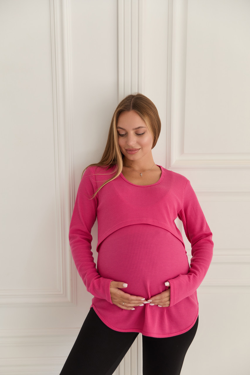 Модний лонгслів для вагітних та мам, що годують Avila S Lullababe Малиновий