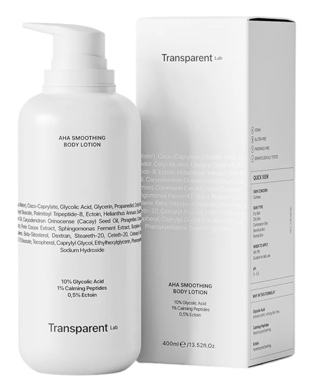 Розгладжуючий лосьйон для тіла з AHA-кислотами Transparent Lab AHA Smoothing Body Lotion 400 ml, фото 1