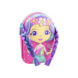 Пенал Cool For School Об&apos;ємний 4D Із зачіскою 1 відділення Червоно-рожевий (QT-5731-Rose Red) - оригінал