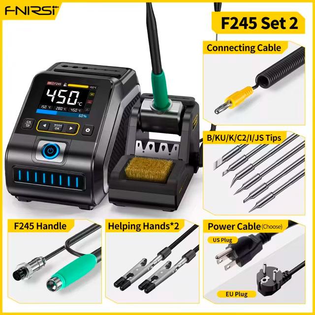 FNIRSI DWS-200 (set2) – паяльна станція, потужність 200Вт, до 450°C, з тримачем жал F245 + 6 жал C245