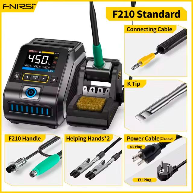 FNIRSI DWS-200 (F210 std) – паяльна станція, потужність 200Вт, до 450°C, з тримачем F210, + жало K