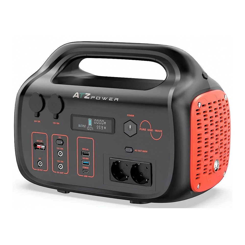 Портативне джерело живлення ATZ Power 600AEU, потужність 600 Вт, місткість 164000mAh, 642Wh, 280*190*190 мм, 5.8