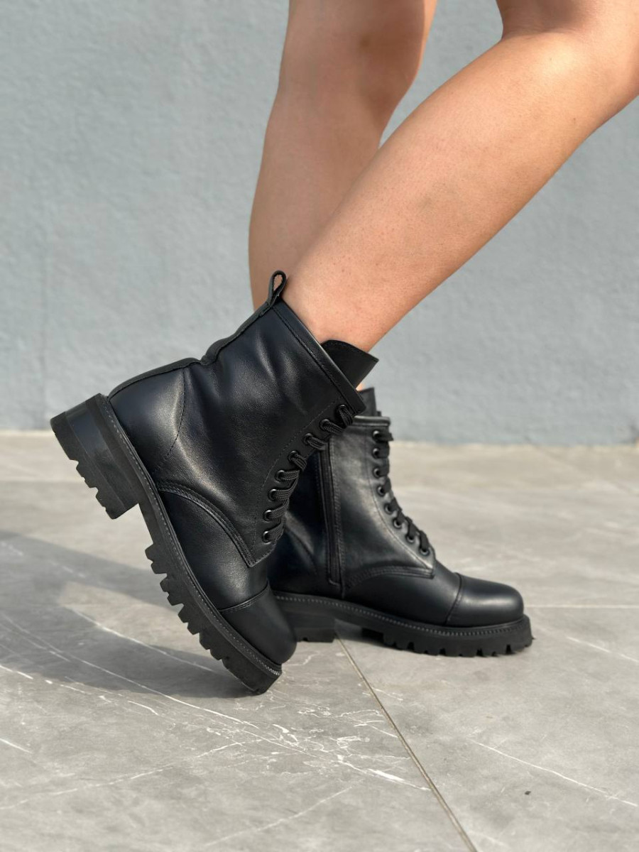 Черевики жіночі шкіряні чорні демісезонні, фото 1