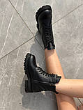 Черевики жіночі шкіряні чорні демісезонні, фото 5