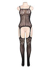 Комбінезон прозорий Star Night Foxy Suspender Style з імітацією панчох, чорний, фото 3