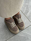 Кеди жіночі замшеві темно-бежевого кольору зимові, фото 2