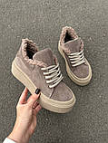 Кеди жіночі замшеві темно-бежевого кольору зимові, фото 9