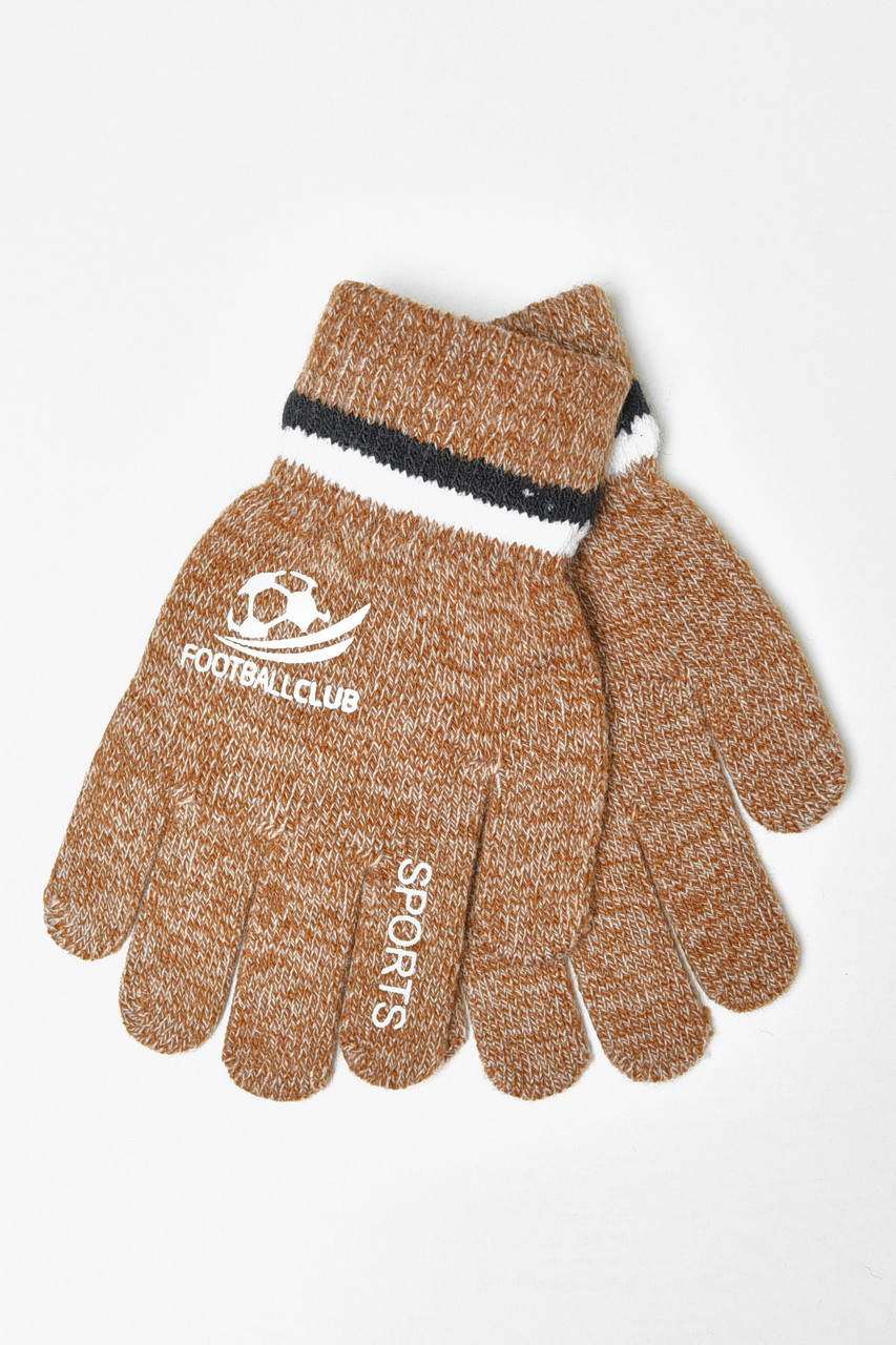 Рукавички дитячі з начісом коричневого кольору р.4-6 185220P, фото 1