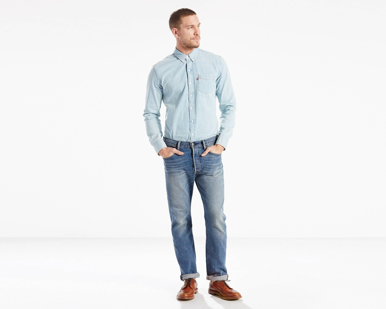 Чоловічі джинси Levi's 501 Original Fit - The Ben W30 L32 Світло-синій (005012333)